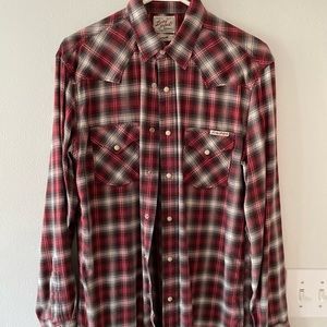 Lucky Brand Pearl Snap Red Flannel (Like New)